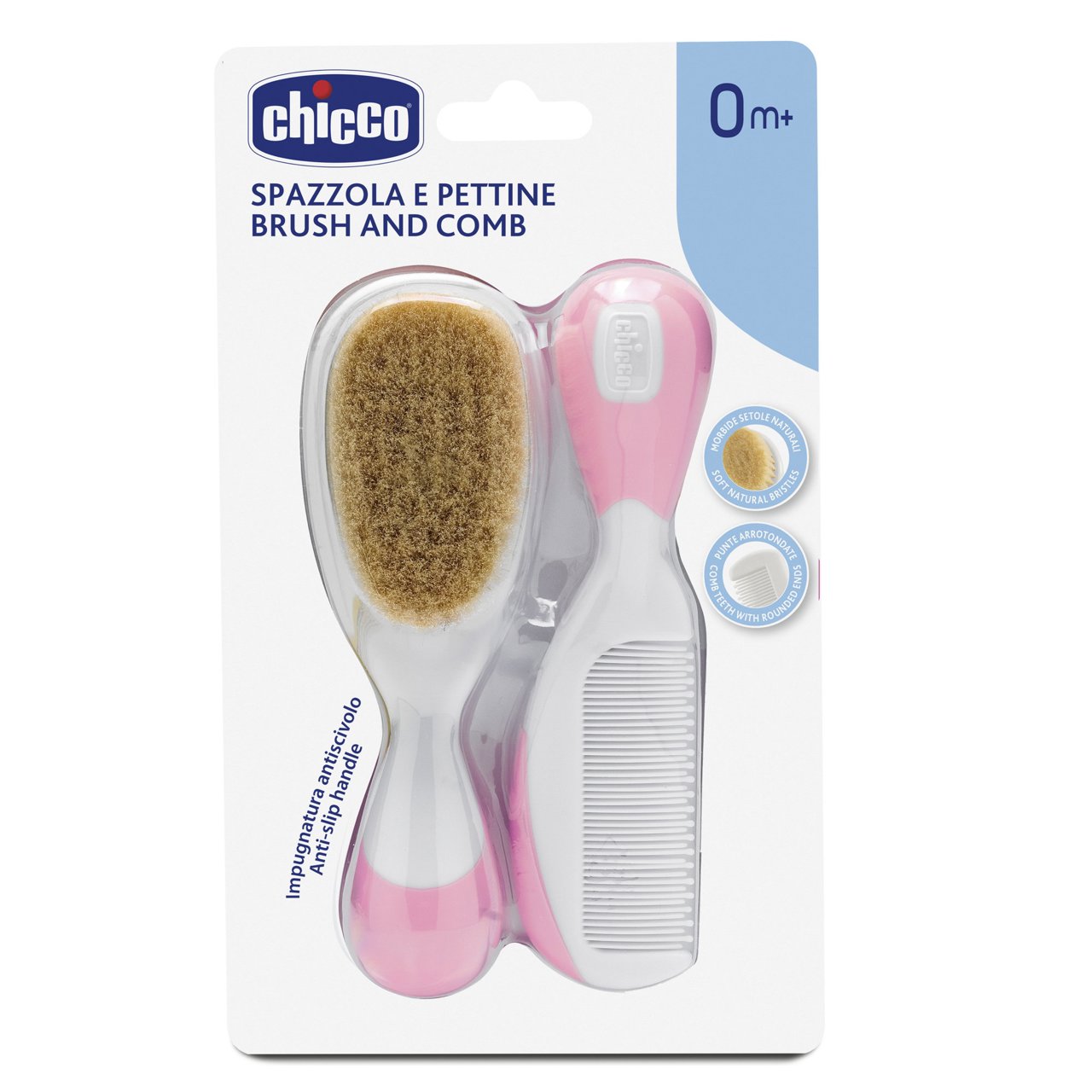 Chicco Pembe Renkli Bebek Fırçası ve Tarağı Seti Paketi