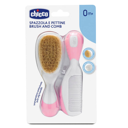 Chicco Pembe Renkli Bebek Fırçası ve Tarağı Seti Paketi